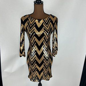 Gold and Black Mini Dress